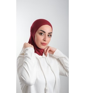 Bordo Pratik Hazır Geçmeli Tesettür Bone Sandy Kumaş Spor Hijab 2113_16