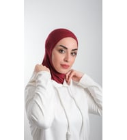 Bordo Pratik Hazır Geçmeli Tesettür Bone Sandy Kumaş Spor Hijab 2113_16