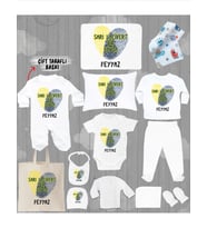Minito Baby İsme Özel 13'lu Pamuklu Erkek Bebek Hastane Çıkışı Seti_MT_269-13 (Krem)