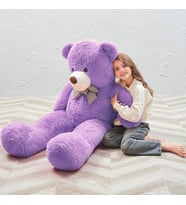SOLE 130 cm Papyonlu Büyük Peluş Ayıcık, % 100 YERLİ (Lila)