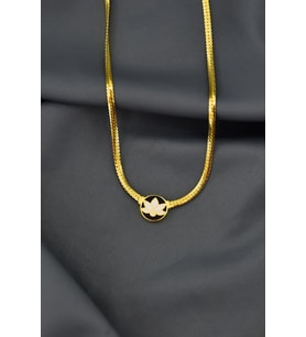 925 Ayar Gümüş Gold Kaplama Mineli Lotus Çiçeği Kolye