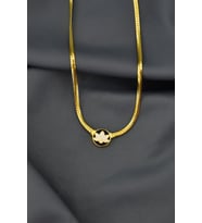 925 Ayar Gümüş Gold Kaplama Mineli Lotus Çiçeği Kolye