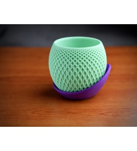 Northcity 3D Baskı Küre Saksı - Kafes Dokulu İki Parçalı Dekoratif Saksı - Mint-Mor
