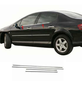 Peugeot 407 Krom Cam Çıtası Takımı 4 Parça Paslanmaz Çelik