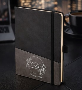 BK Gift Kişiye Özel Siyah Termo Deri Defter -7, Kartvizit Bölmeli, Çizgili Ivory Kağıt