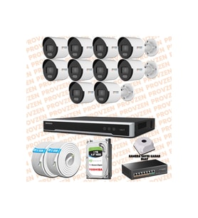 Provzen Hikvision 10 IP Kamera 7/24 Renkli Mikrofonlu Güvenlik Kamerası Olay Anında bildirim