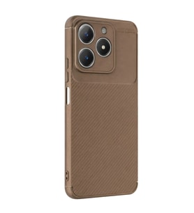 Realme C61 Kılıf Auto Focus Karbon Kapak - Kahverengi