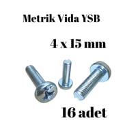 Metrik Vida YSB 4X15  16 Adet Yıldız Silindir Başlı Vida