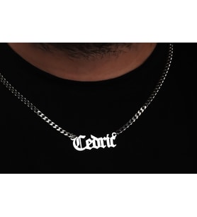 Glorria Erkek Kişiye Özel Gothic İsimli Gurmet Zincirli Gümüş Kolye