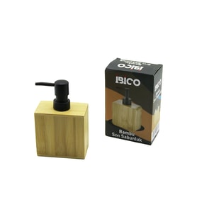 DİKDÖRTGEN AHŞAP BAMBU SIVI SABUNLUK SİYAH PLASTİK POMPA  5.8 X 9.9CM - Y: 10CM (5343)