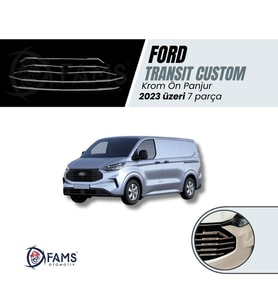 Ford Transit Custom 2023 > Ön Panjur 7 Parça Paslanmaz Çelik