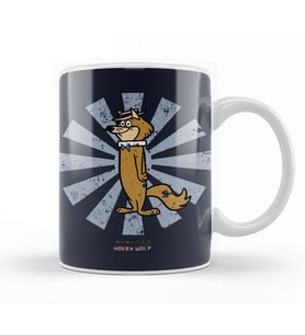 Hokey Wolf Retro Japanese Kupa Bardak Porselen