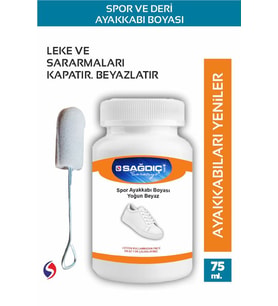 Sağdıç Saraciye Spor Beyaz Yoğun Beyaz Spor Deri Ayakkabı Boyası 75 Ml 1 Çift Bağcık SGDCPS56