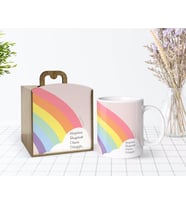 BK Gift Kişiye Özel Ahşap Kutuda Gökkuşağı Tasarımlı Beyaz Kupa Bardak-3