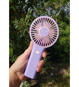 Mini Fan USB Şarjlı Sessiz El Vantilatör Telefon Standlı 3 Kademe Mor