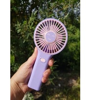 Mini Fan USB Şarjlı Sessiz El Vantilatör Telefon Standlı 3 Kademe Mor
