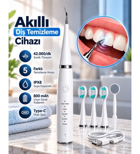 Lexroo 1. Taşınabilir Akıllı Diş Temizleme Cihazı Ayarlanabilir 5 Kademe Type C Şarjlı Sonic