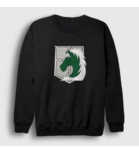 Presmono Unisex Siyah Military Anime Attack On Titan Sweatshirt 124572tt