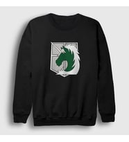 Presmono Unisex Siyah Military Anime Attack On Titan Sweatshirt 124572tt