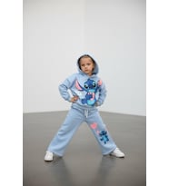 Cg Kids Stitch Temalı İspanyol Paça 2 İplik Kız Çocuk Alt Üst Eşofman Takım Süper Kalite (Mavi)