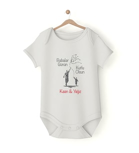Babalar Gününe Özel İsme Özel Bebek Çıtçıtlı Body (Krem)