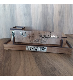 Kişiye Özel Dekoratif Ahşap Masa Kalemlik Set