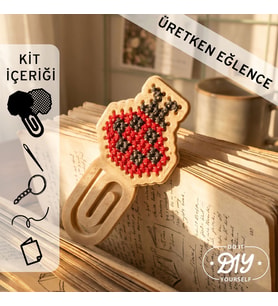 Etamina Uğur Böceği Figürlü Kanaviçe Kitap Ayracı Kiti