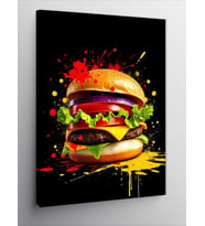 Kanvas Tablo Sıçrayan Renkli Burger