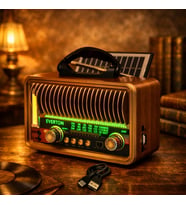 Everton Rt-682 Led+Fener Özellikli Bluetooth Nostaljik Radyo Müzik Çalar (Kahverengi-Kahve)