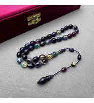 Ayhan TURAN Usta İşçilikli Özel Döküm Multi Color Renk Yoğun Hareli Sıkma Kehribar Tespih