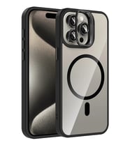 Mey İthalat® iPhone 15 Pro Max Remim Lensli Magsafe Standlı Kapak - Siyah