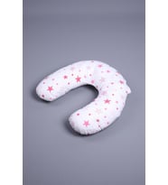 Babyhola Emzirme Yastığı Minderi Yıkanabilir Fermuarlı Dış Kılıf Yıldız Desen Beyaz Pembe 1030