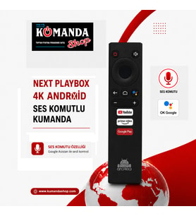 (SES KOMUTLU) NEXT PLAYBOX 4K ANDROİD TV BOX SES KOMUTLU KUMANDA