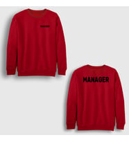 Presmono Unisex Beyaz Yönetici Müdür Manager Sırt Baskılı Sweatshirt 545941tt (Kırmızı)