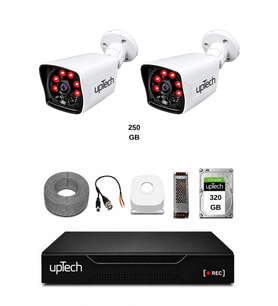 UPTECH 2 Kameralı Güvenlik Kamera Seti 2MP 1080P Full HD 6 Atom LED Gece Görüşlü 320GB HDD 5525