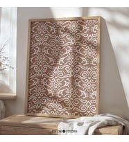 Kahverengi ve Beyaz Damask, Bohem Geometrik Desen Sanatı