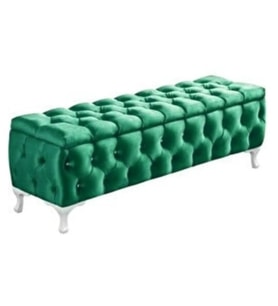 Lüks Sandıklı Chester Puf Bench Ayakucu Koltuk 90 Cm (Yeşil)