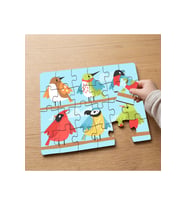 Sevimli Renkli Kuşlar Tasarımlı 24 Parça Ahşap Çocuk Puzzle MPK0624