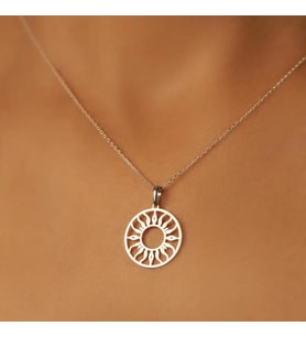 Tasarım Modern Mandala Kolye 925K Gümüş