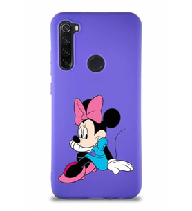 Xiaomi Redmi Note 8 Soft Premier Kapak Minnie Mouse-E Tasarımlı Silikon Kılıf - Mor (Şeffaf)