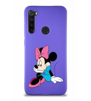 Xiaomi Redmi Note 8 Soft Premier Kapak Minnie Mouse-E Tasarımlı Silikon Kılıf - Mor (Şeffaf)