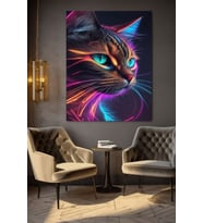 TURKUAZ GÖZLÜ KEDİ KANVAS TABLO EV DUVAR SALON OFİS DÜKKAN HEDİYELİK DEKARASYON SÜSÜ (Çok Renkli)