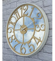 Markakanvas Metal Kasa AYNALI Duvar Saati  ( Çap 50 cm -Çap 80 cm ) (Altın)