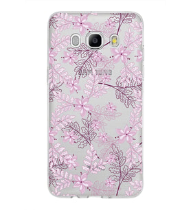 Samsung Galaxy J5 2016 Kapak Floral Pudra Tasarımlı Şeffaf Silikon Kılıf