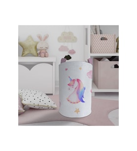 MEKTA HOME BEBEK VE ÇOCUK ODASI Unicorn ve Seksek Desenli Lacivert Oyuncak Sepeti