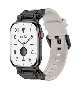Apple Watch 42mm Uyumlu Zore KRD-101 Titanyum Metal Başlıklı Silikon Kordon