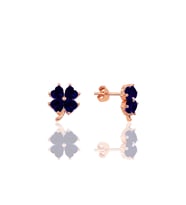 Söğütlü Silver Gümüş rose safir taşlı yonca küpe
