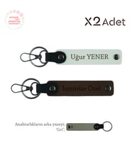 Dayıya Anlamlı Hatıra, İsim & Soyisim Kişiselleştirilmiş 2’li Anahtarlık, Koyu Kahve-Beyaz-Gri