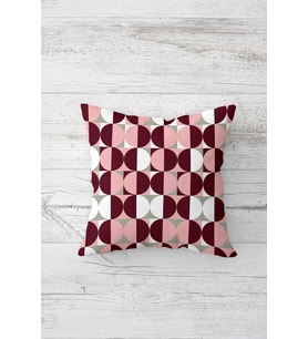 Geometrik Desenli Çift Taraflı Gizli Fermuarlı Yastık Kılıfı Kırlent Kılıfı Koltuk Yastık Kılıfı (Bordo-Pembe)