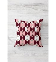 Geometrik Desenli Çift Taraflı Gizli Fermuarlı Yastık Kılıfı Kırlent Kılıfı Koltuk Yastık Kılıfı (Bordo-Pembe)